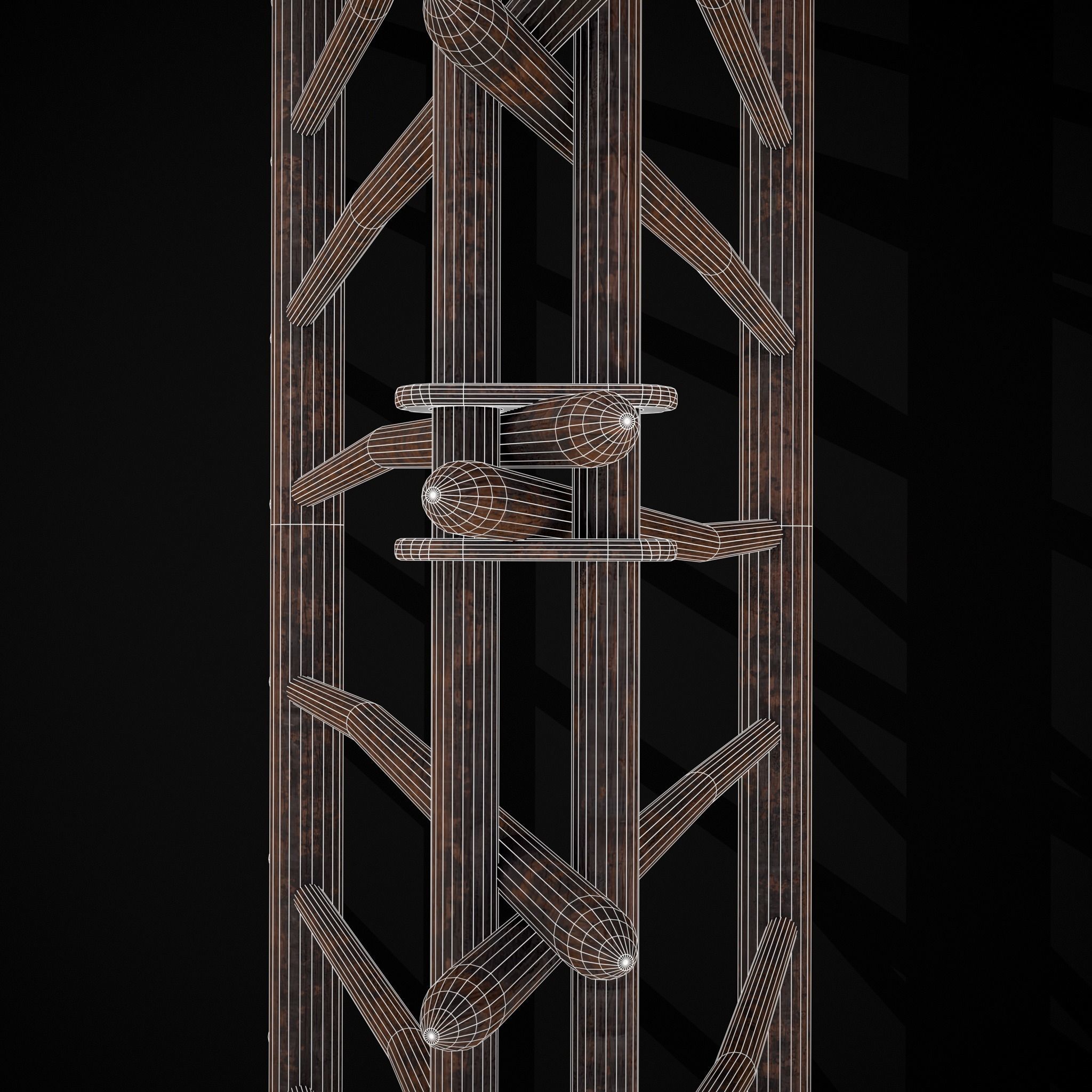 Wooden Triangle Dish Rack Low-poly 3D model_16