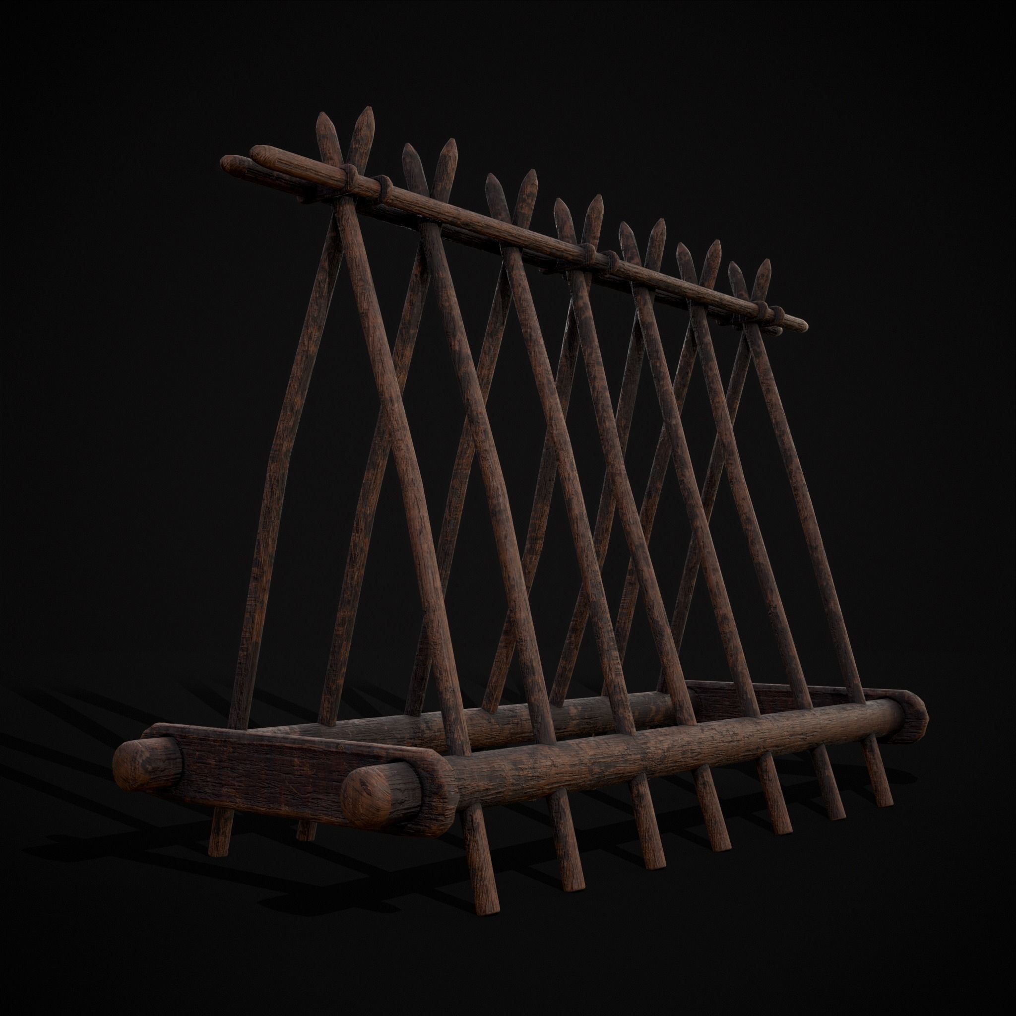 Wooden Triangle Dish Rack Low-poly 3D model_40