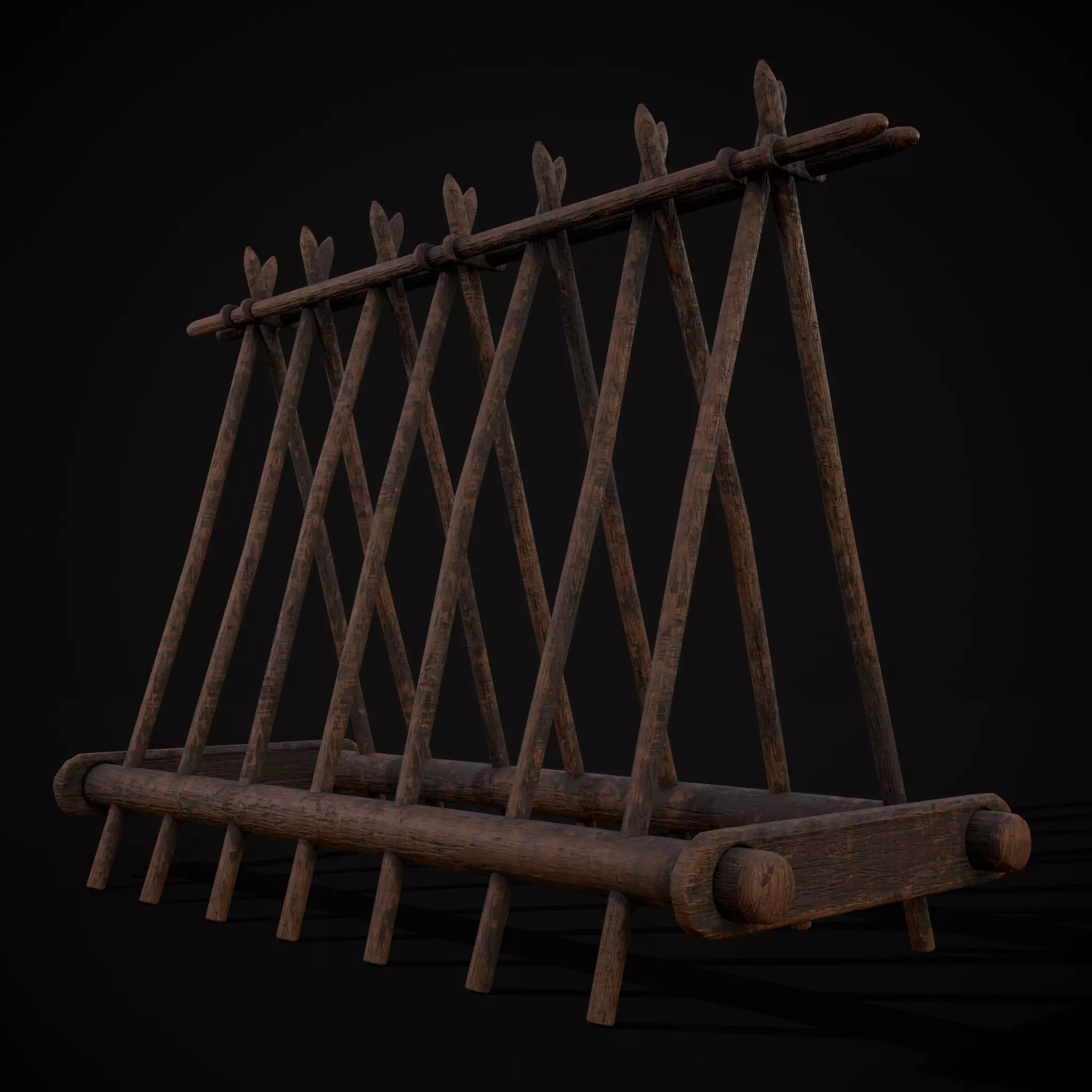 Wooden Triangle Dish Rack Low-poly 3D model_0