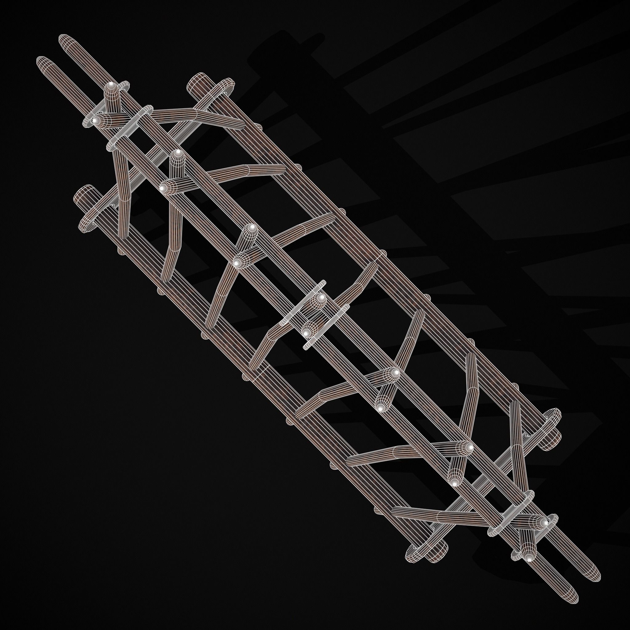 Wooden Triangle Dish Rack Low-poly 3D model_6