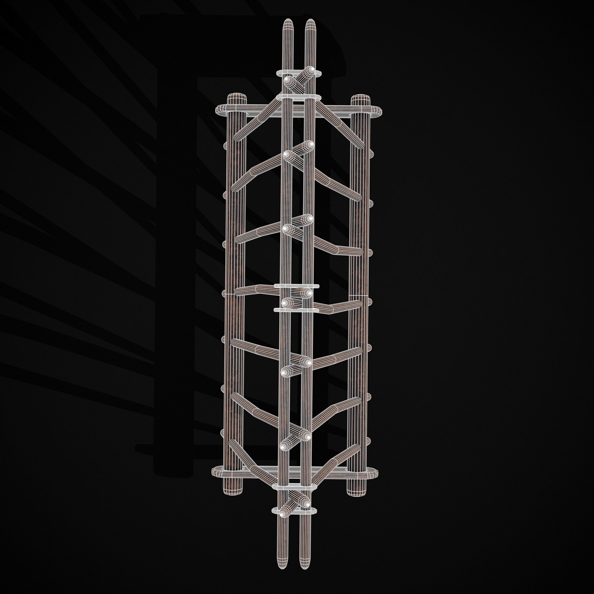 Wooden Triangle Dish Rack Low-poly 3D model_12
