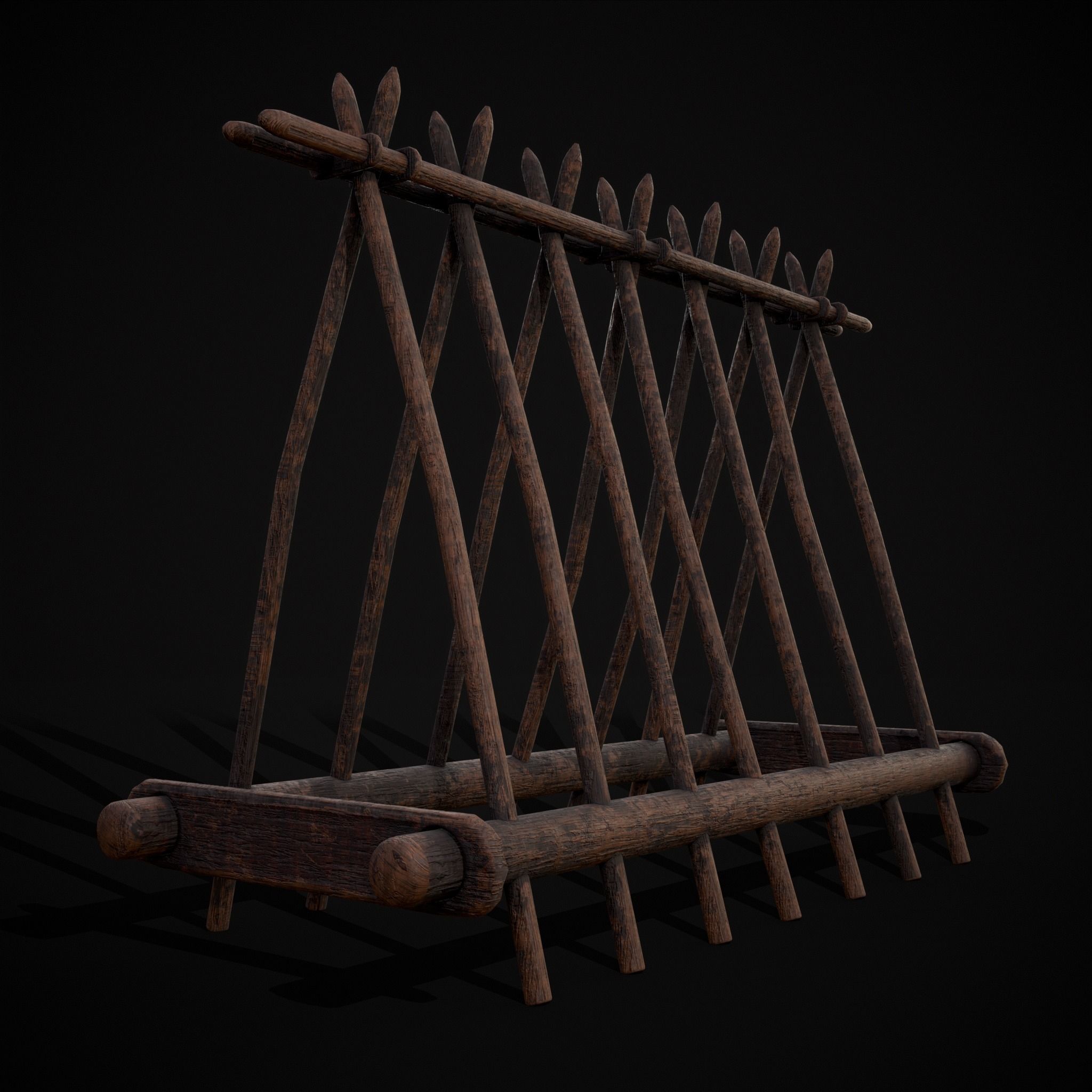 Wooden Triangle Dish Rack Low-poly 3D model_27