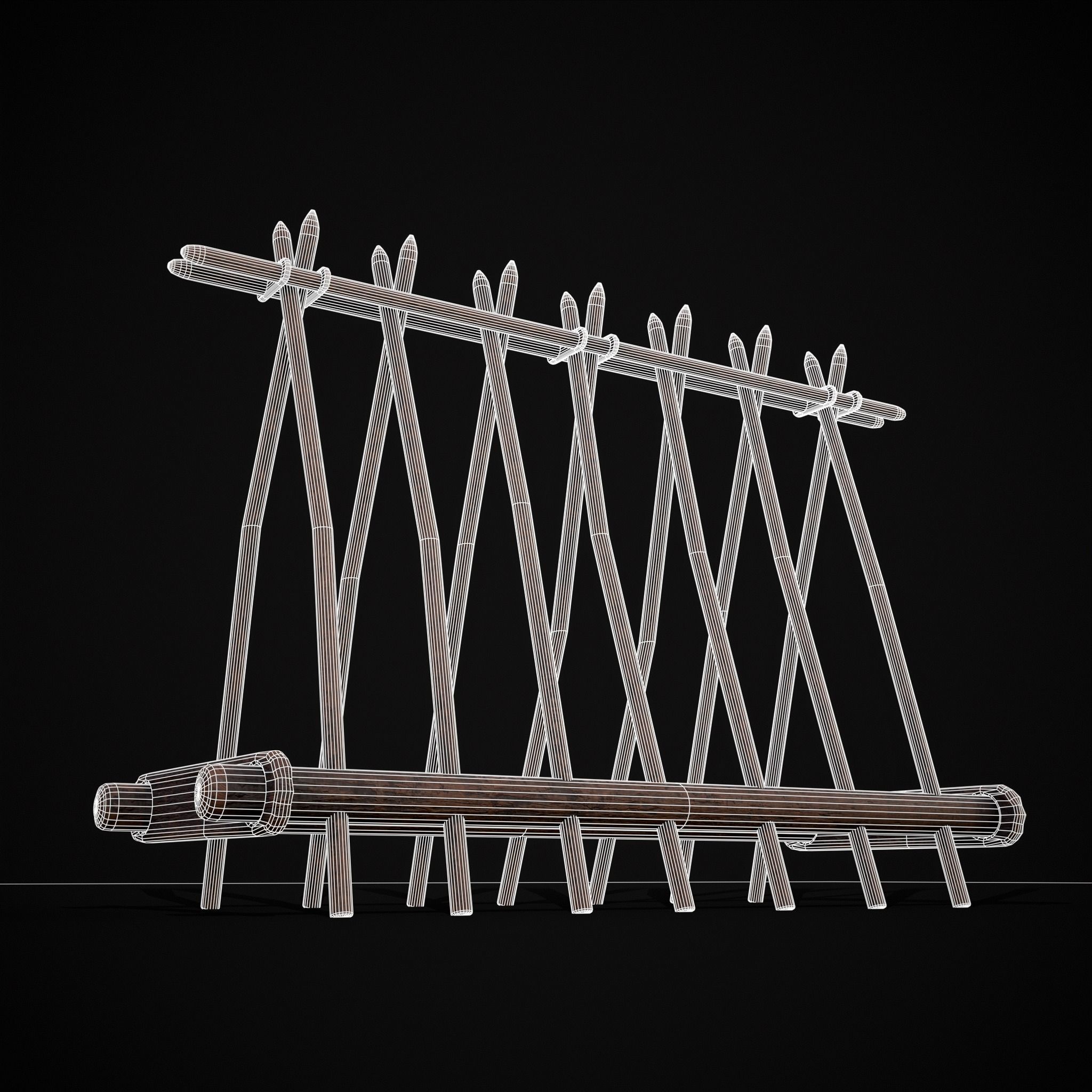 Wooden Triangle Dish Rack Low-poly 3D model_20