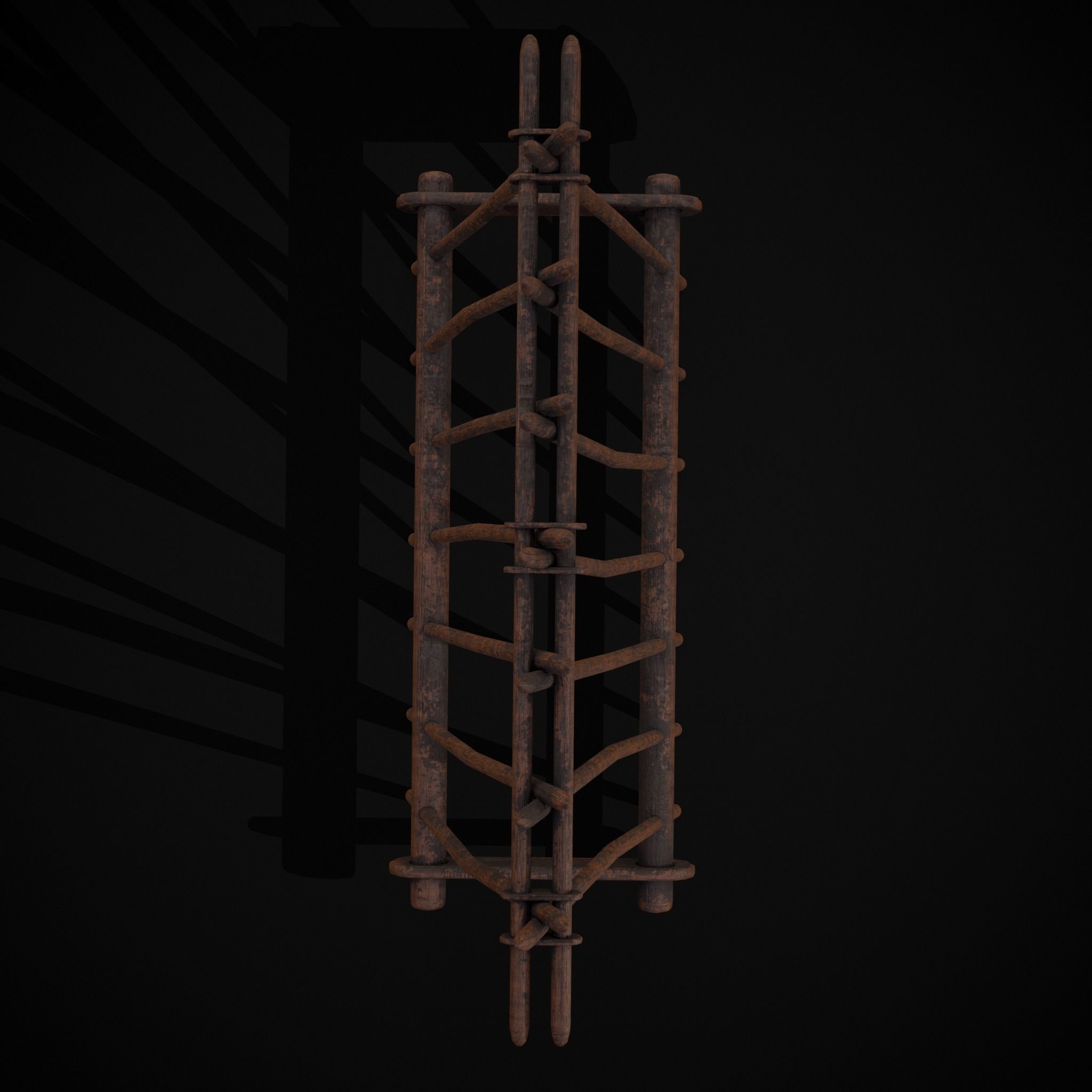 Wooden Triangle Dish Rack Low-poly 3D model_11