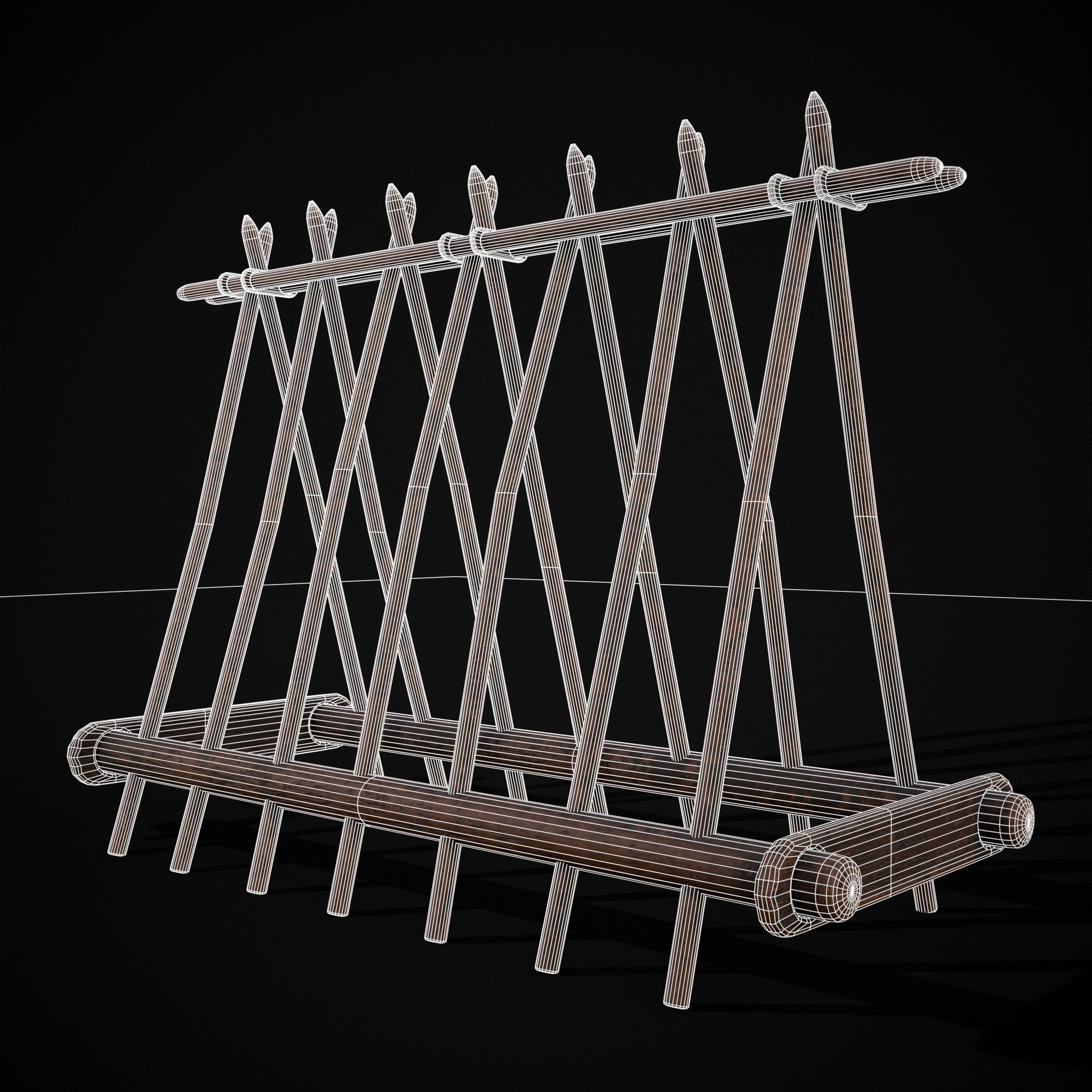 Wooden Triangle Dish Rack Low-poly 3D model_39