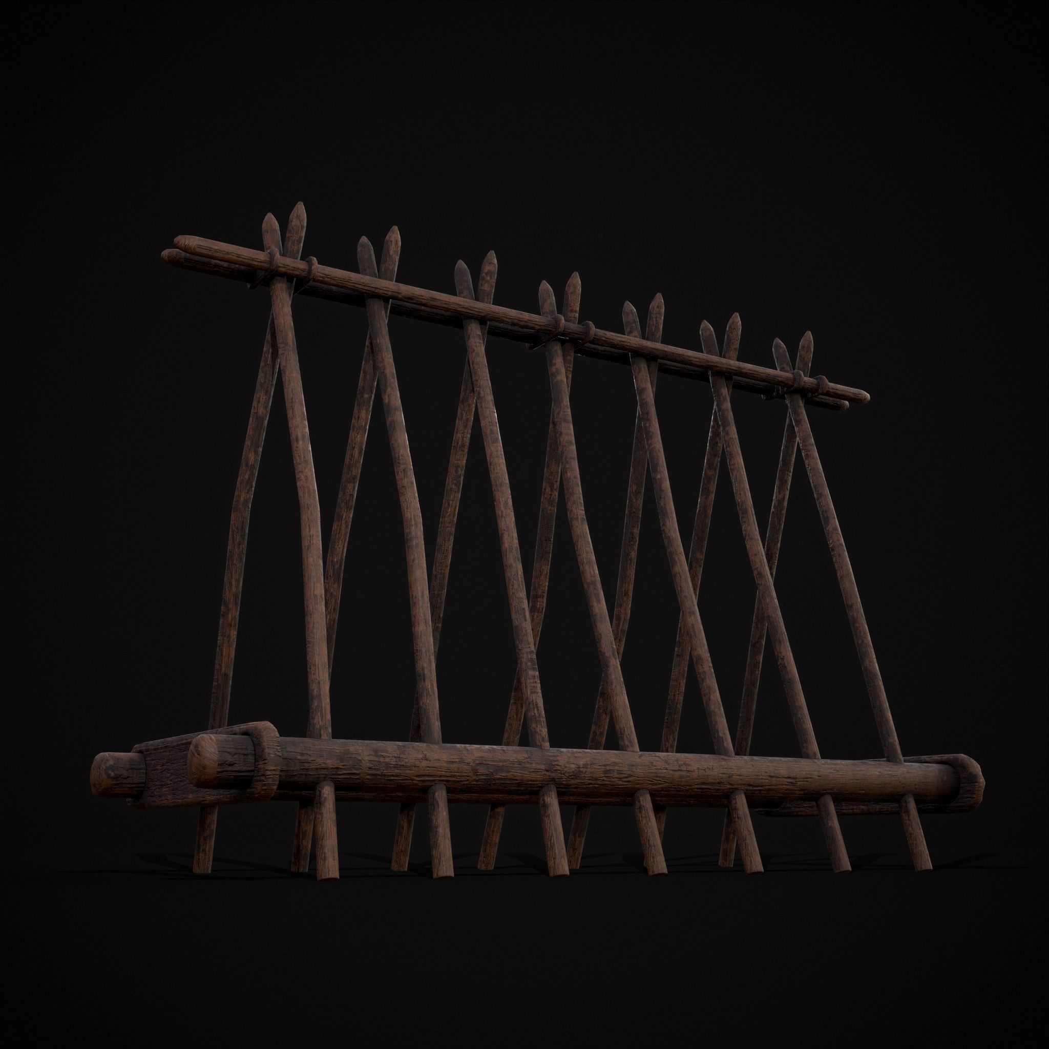 Wooden Triangle Dish Rack Low-poly 3D model_19