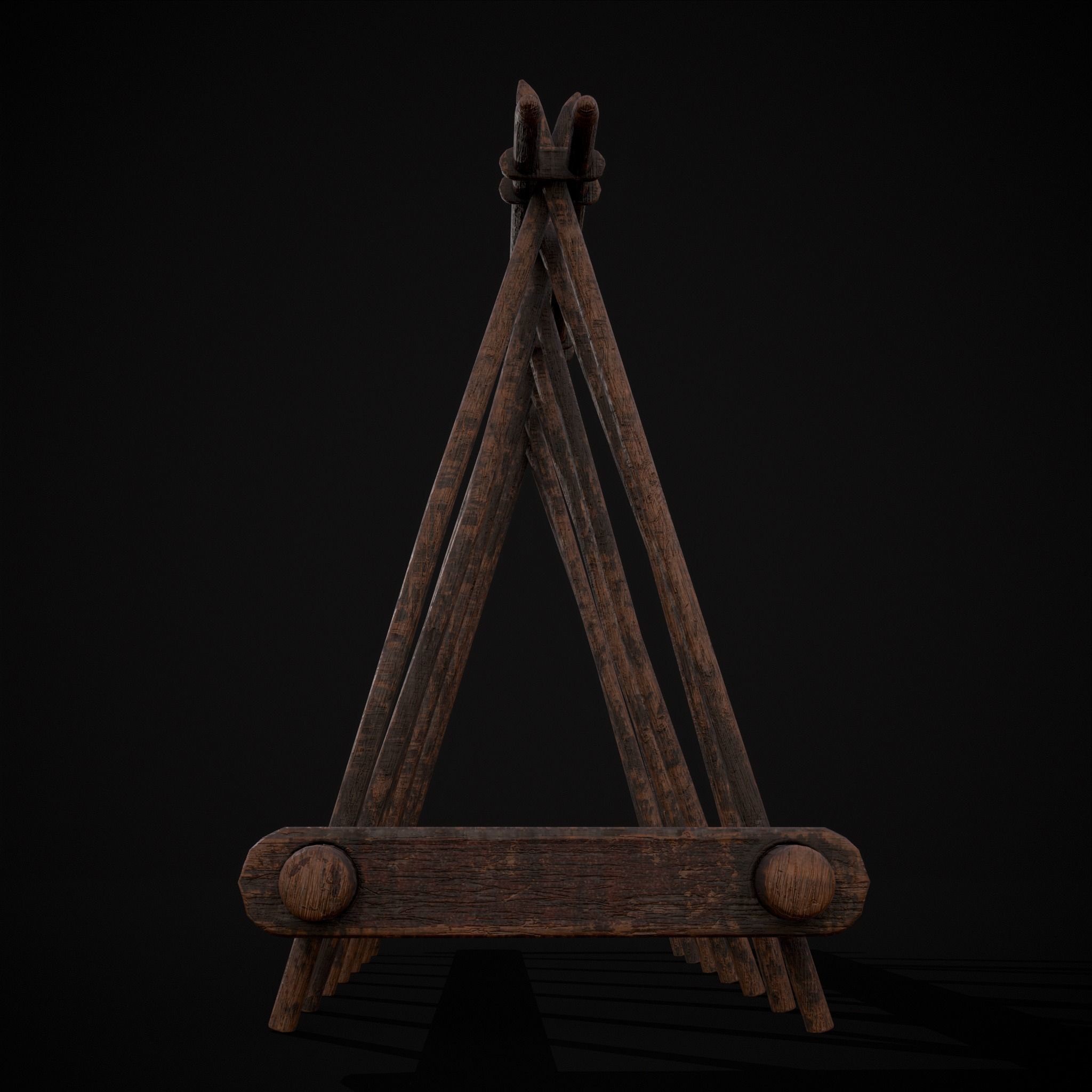 Wooden Triangle Dish Rack Low-poly 3D model_3