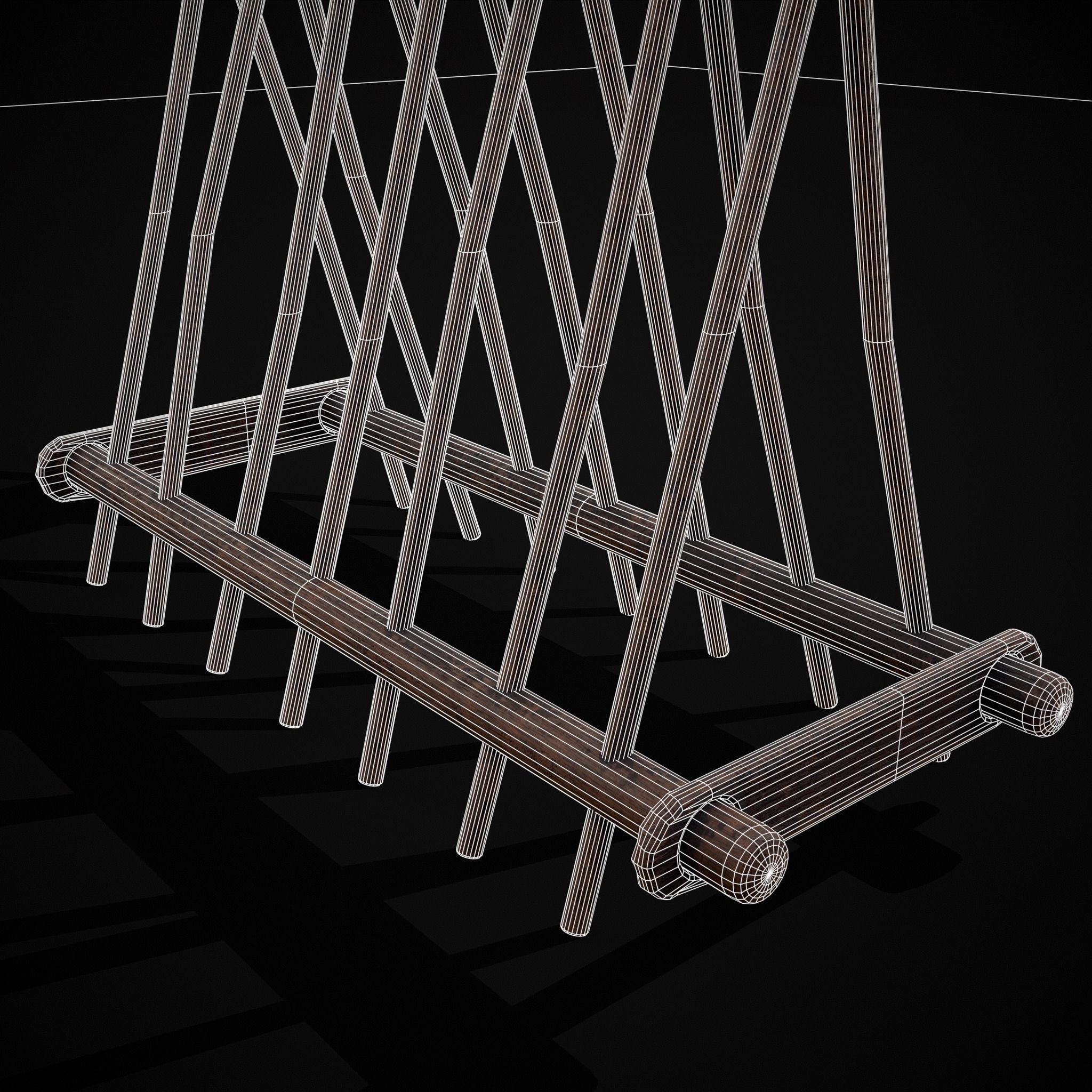 Wooden Triangle Dish Rack Low-poly 3D model_31