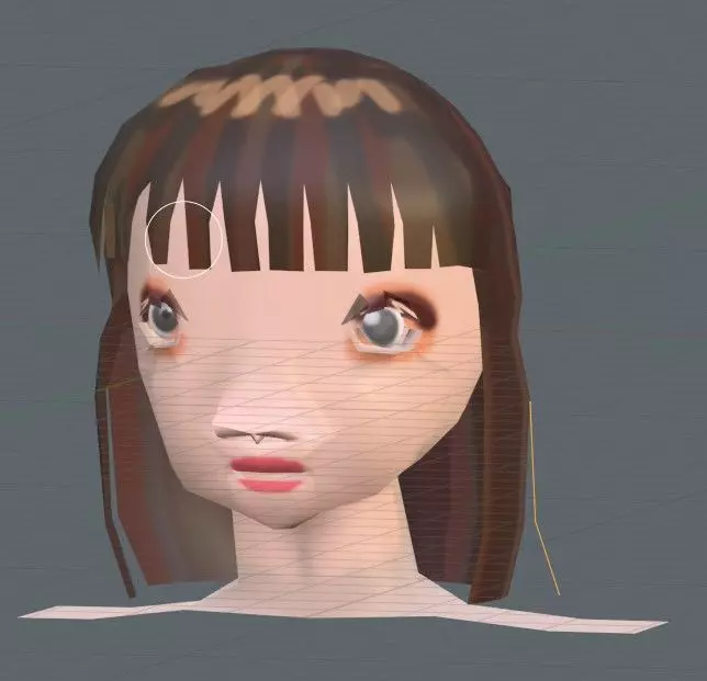 fullbang hair girl face 3D model