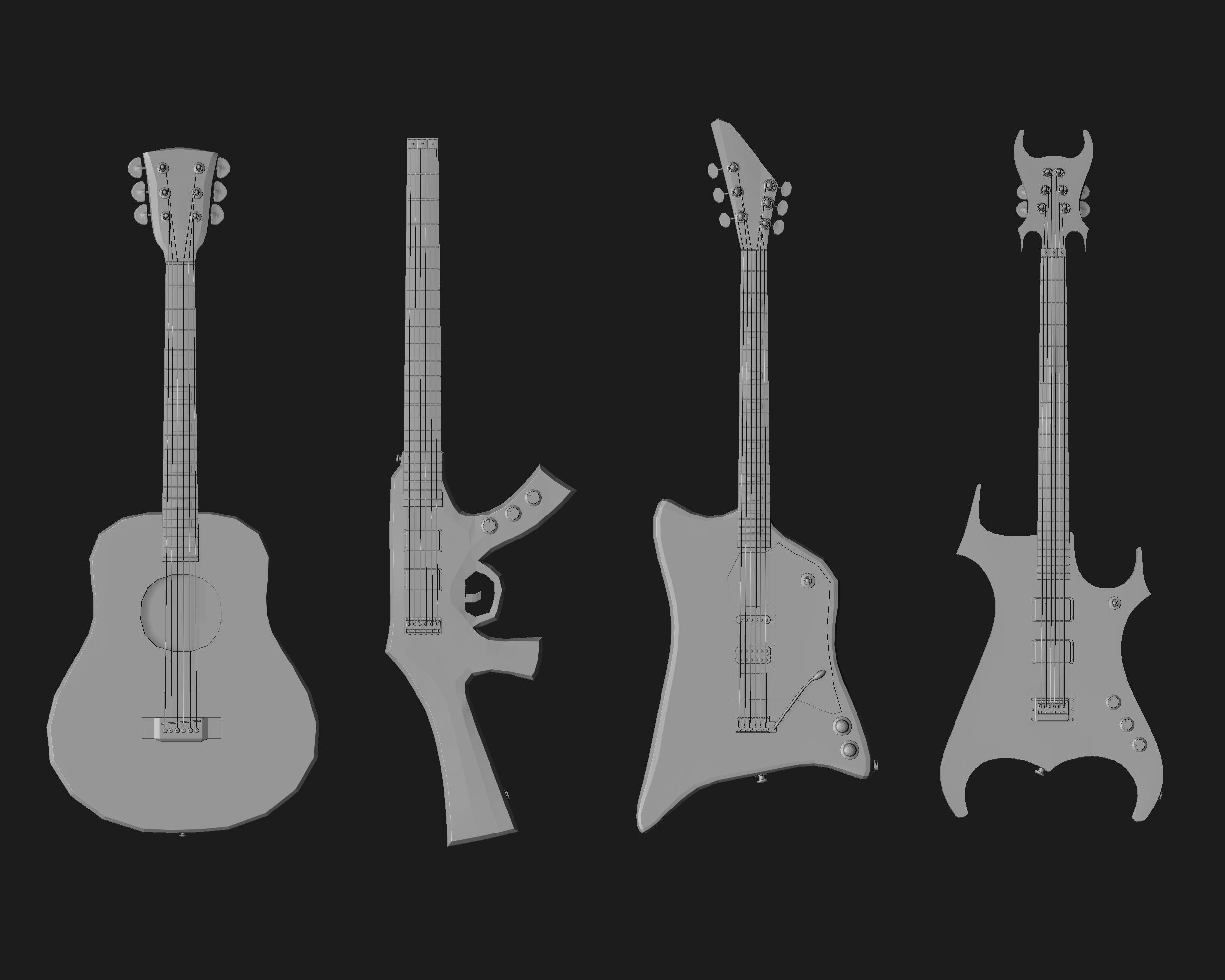 30 electric guitar shapes IMM brush Zbrush 3D model_1