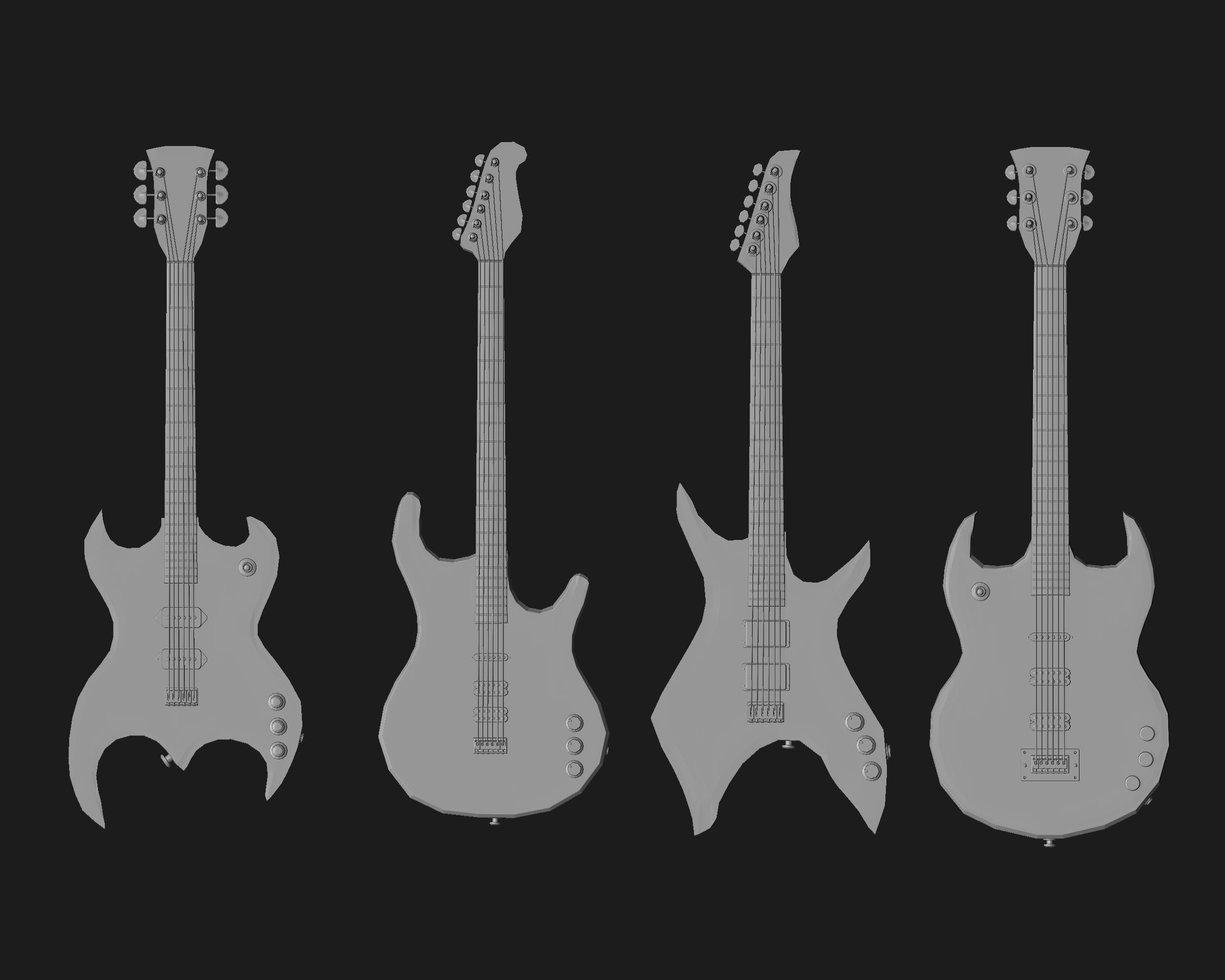 30 electric guitar shapes IMM brush Zbrush 3D model_6