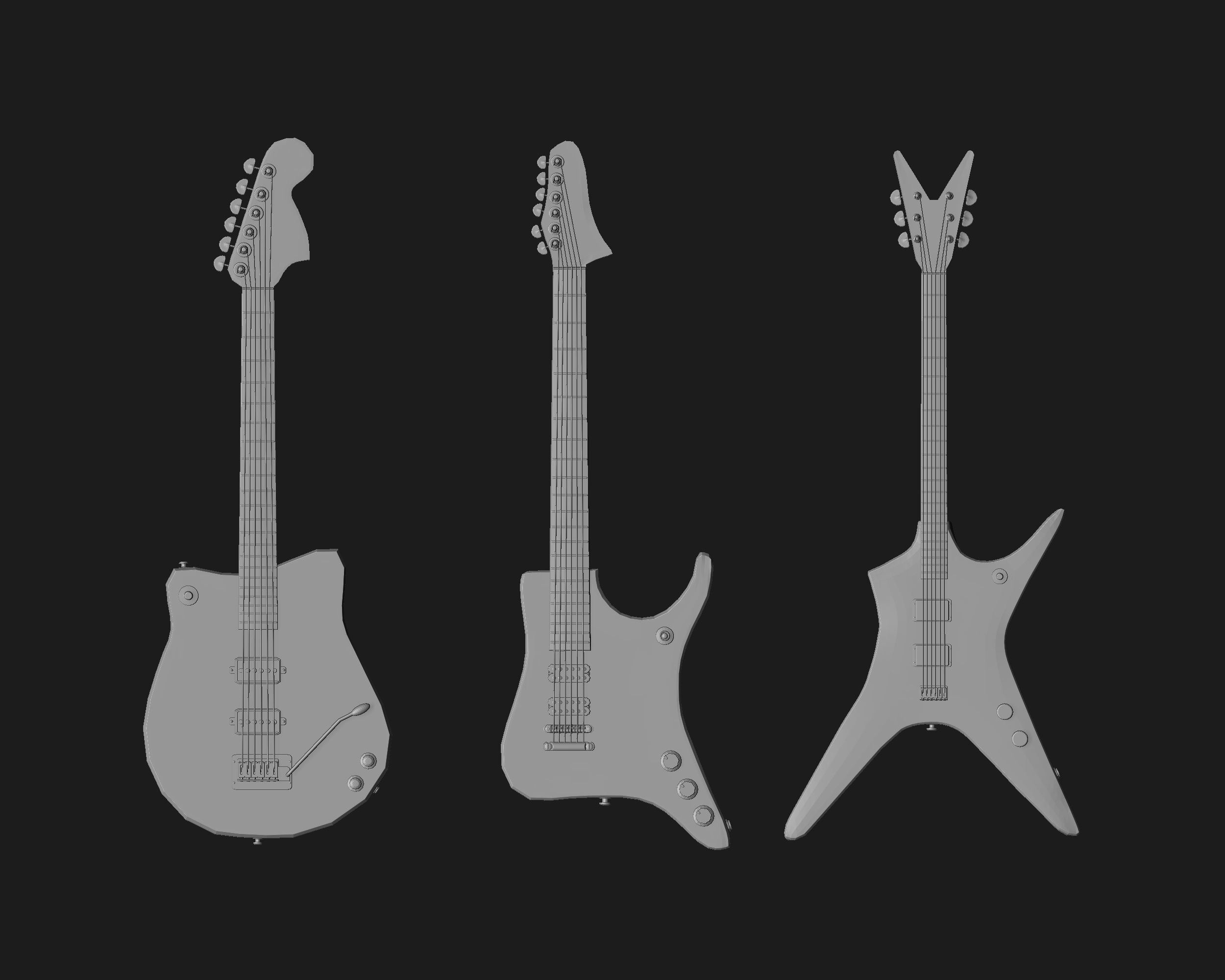 30 electric guitar shapes IMM brush Zbrush 3D model_7