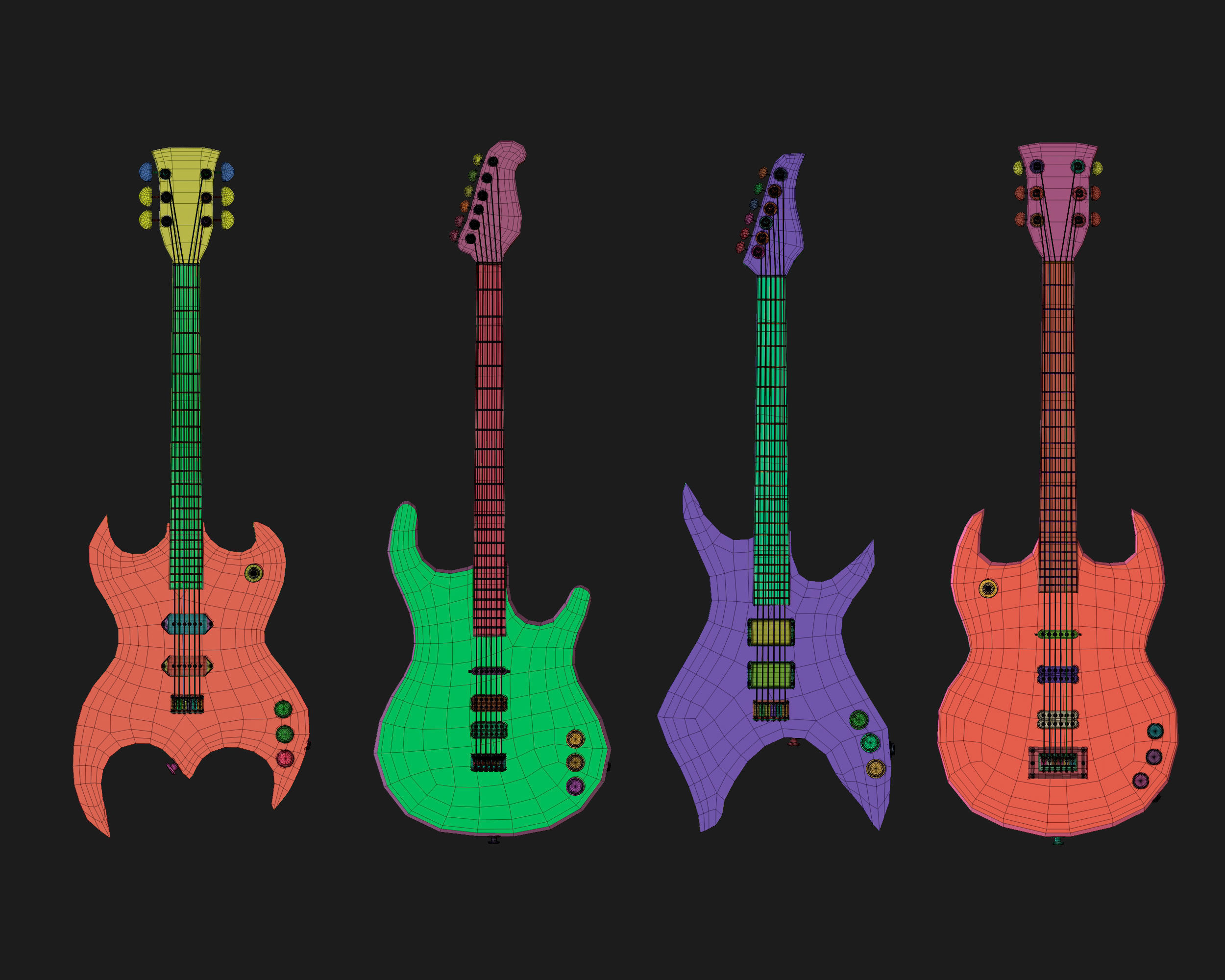 30 electric guitar shapes IMM brush Zbrush 3D model_14