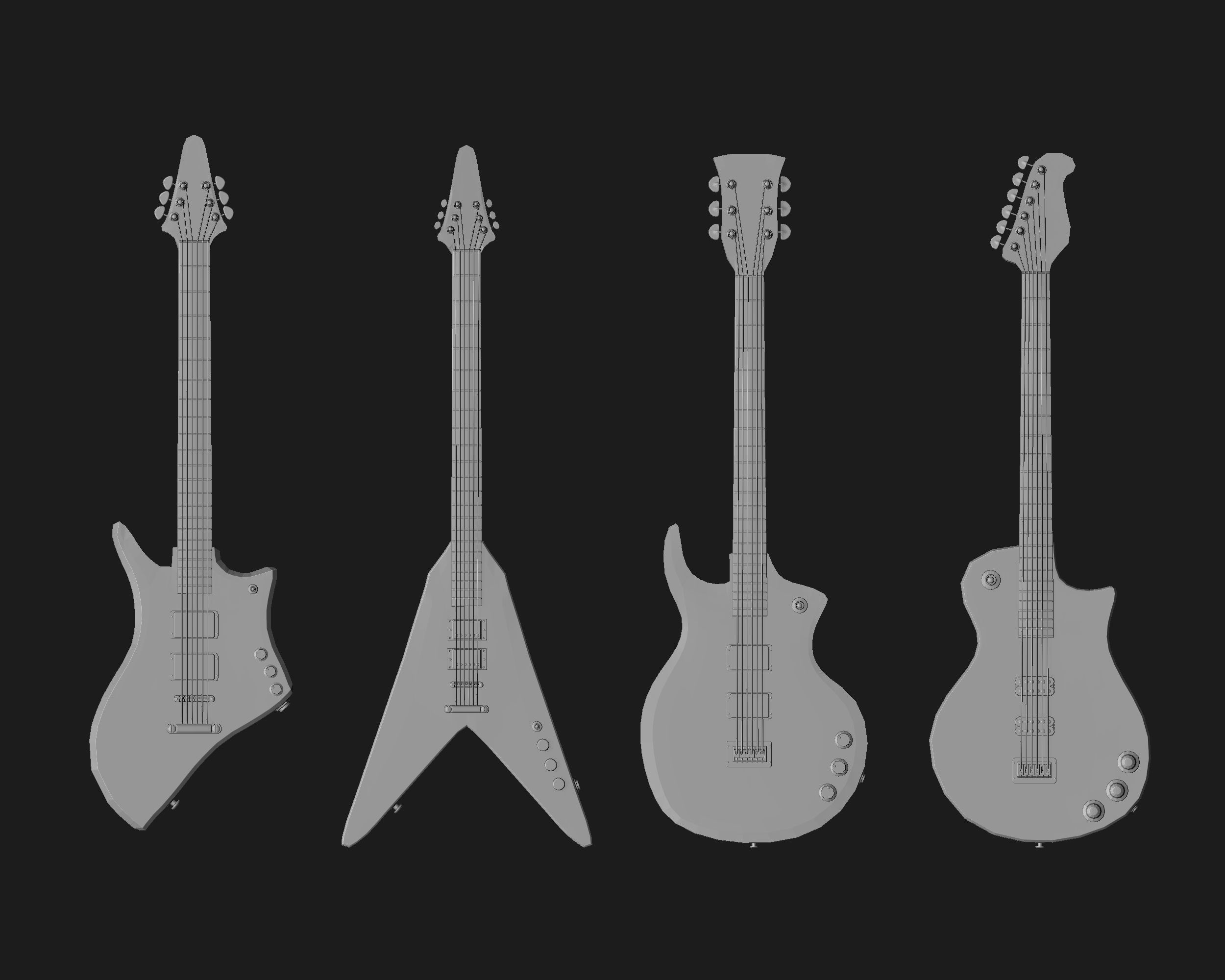 30 electric guitar shapes IMM brush Zbrush 3D model_4