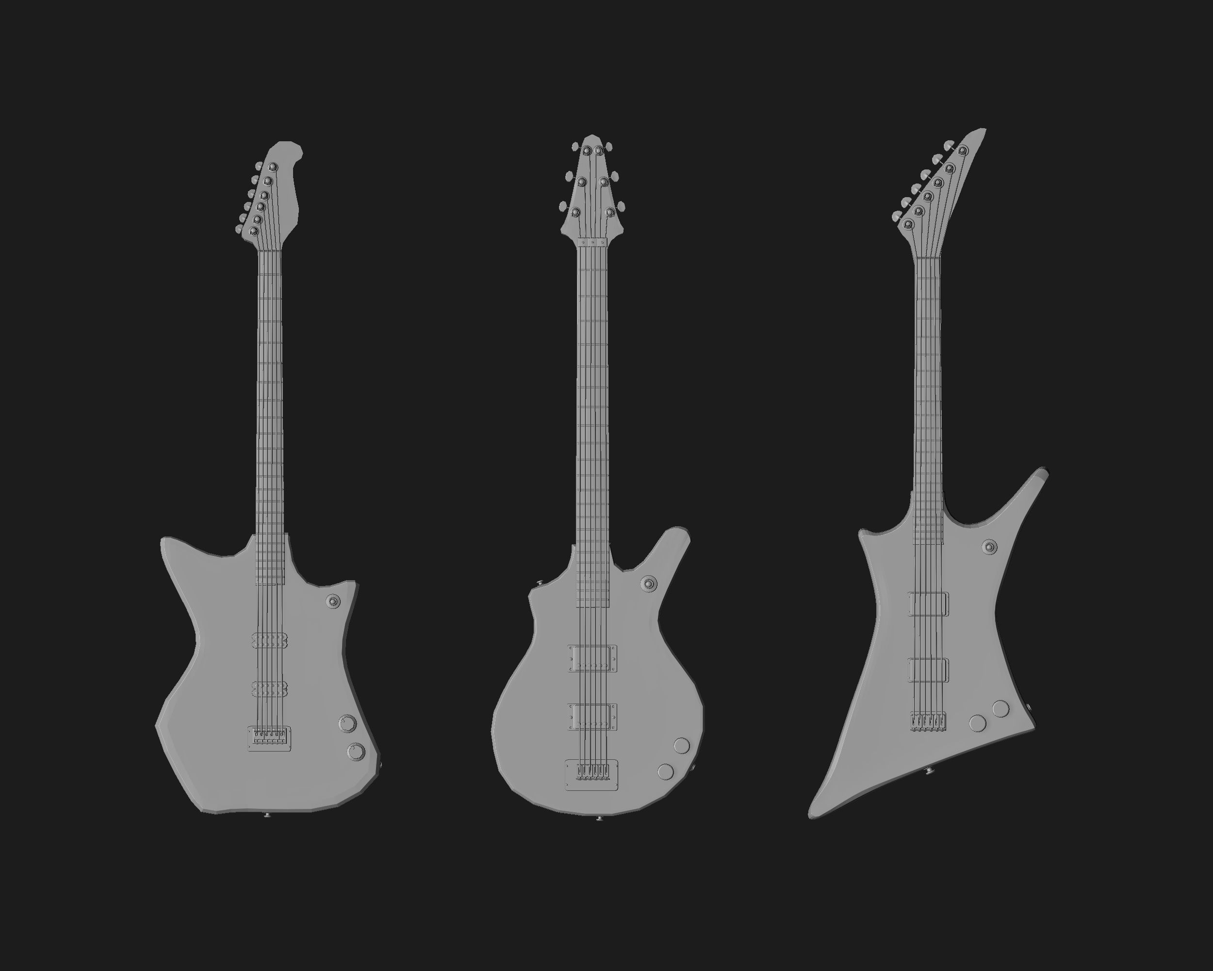 30 electric guitar shapes IMM brush Zbrush 3D model_8