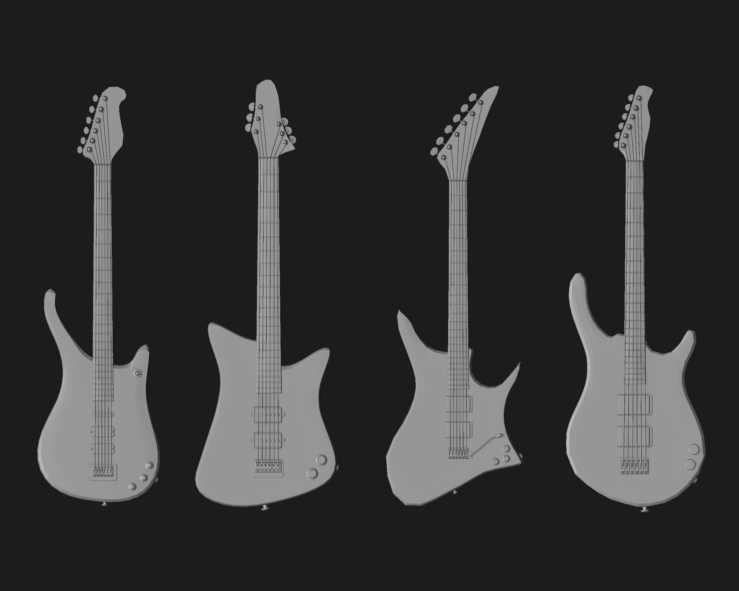 30 electric guitar shapes IMM brush Zbrush 3D model_5