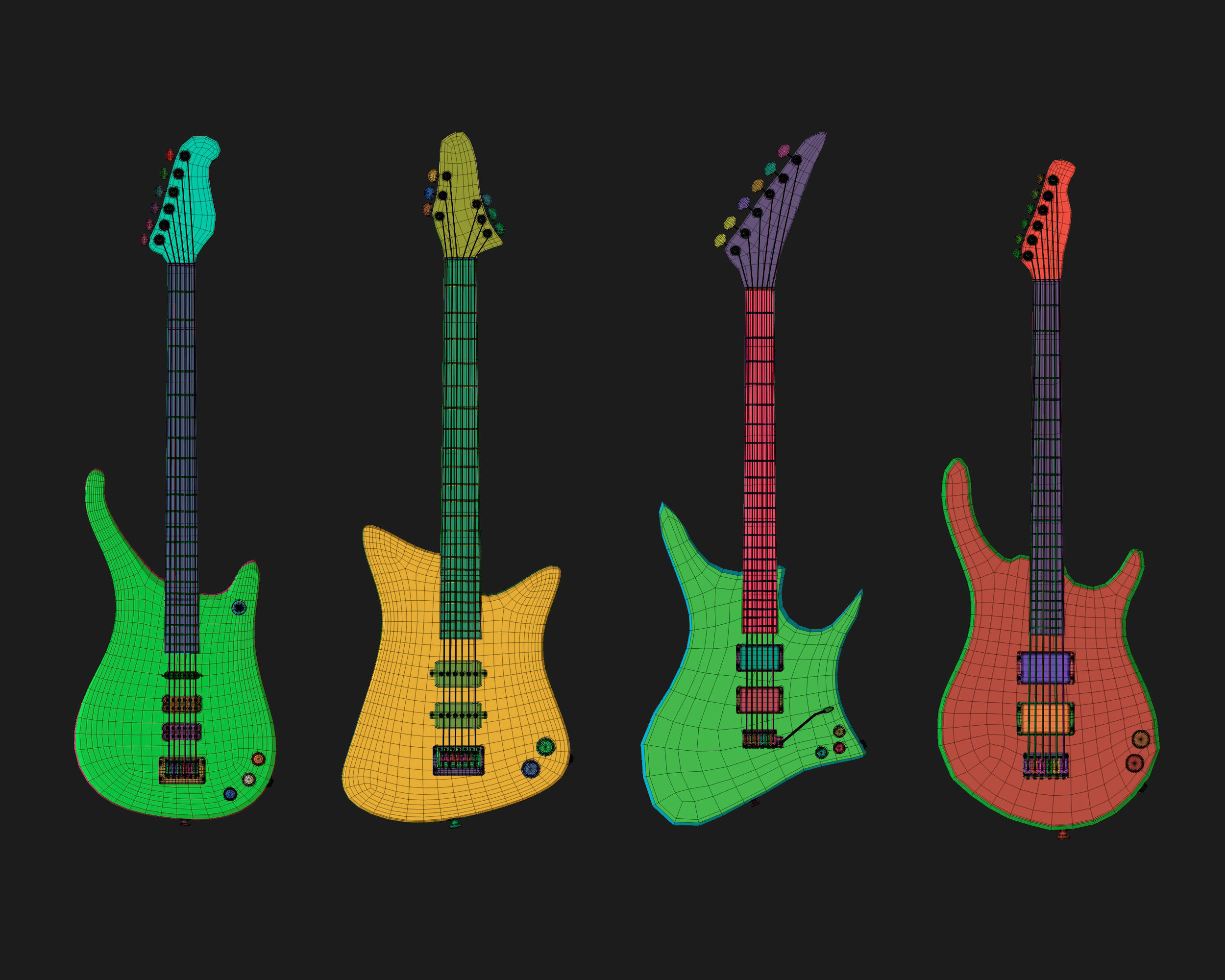 30 electric guitar shapes IMM brush Zbrush 3D model_13