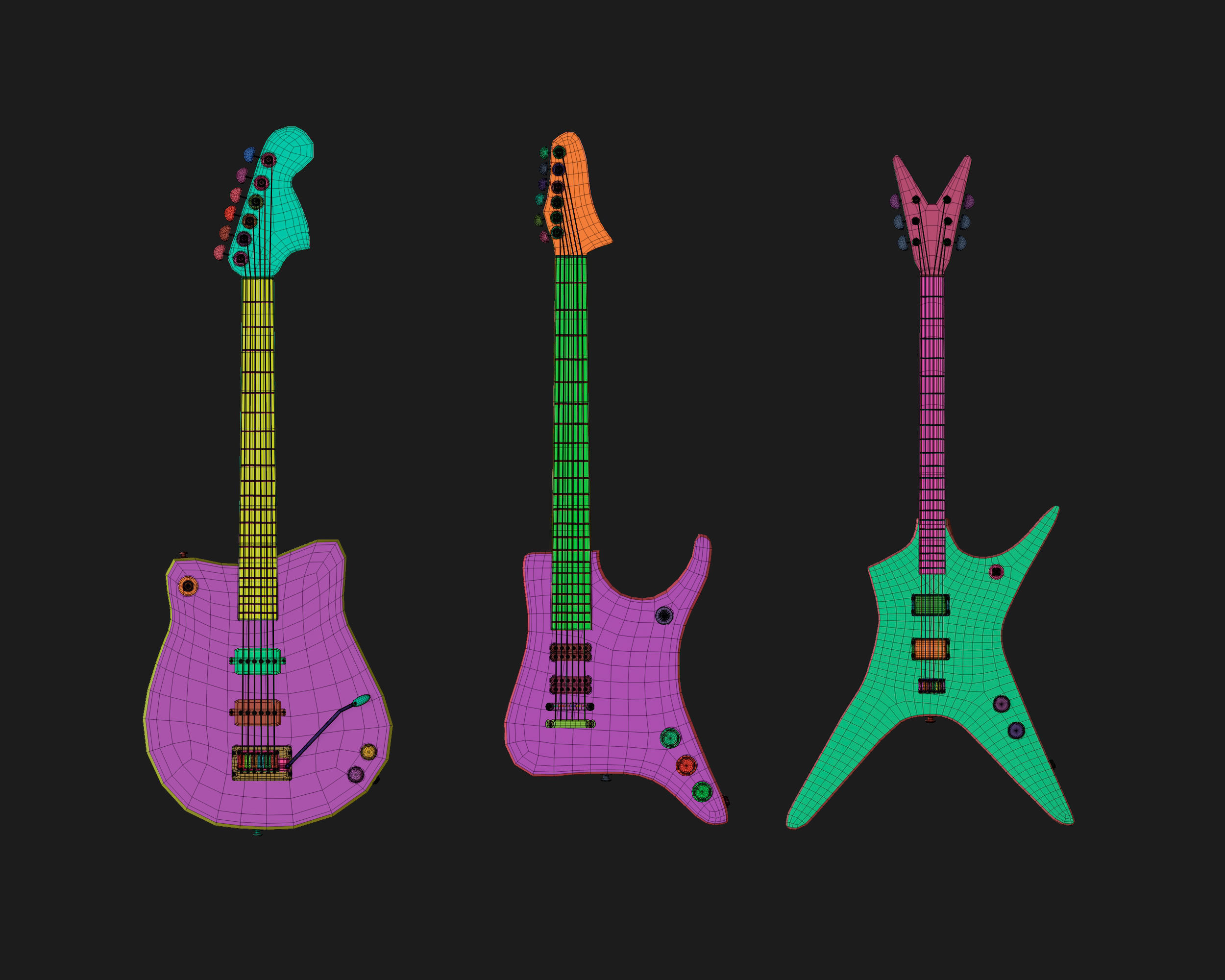 30 electric guitar shapes IMM brush Zbrush 3D model_15