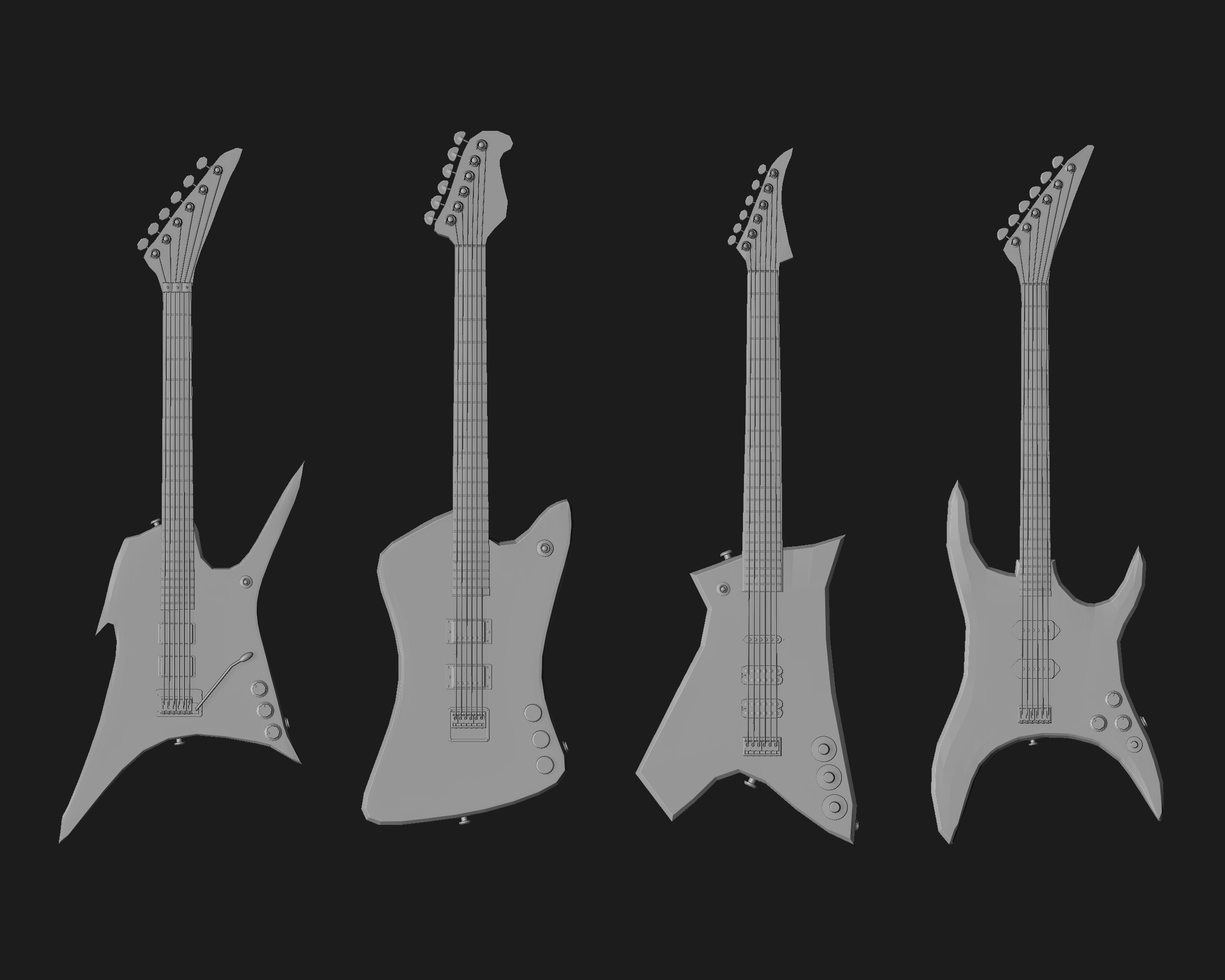 30 electric guitar shapes IMM brush Zbrush 3D model_3