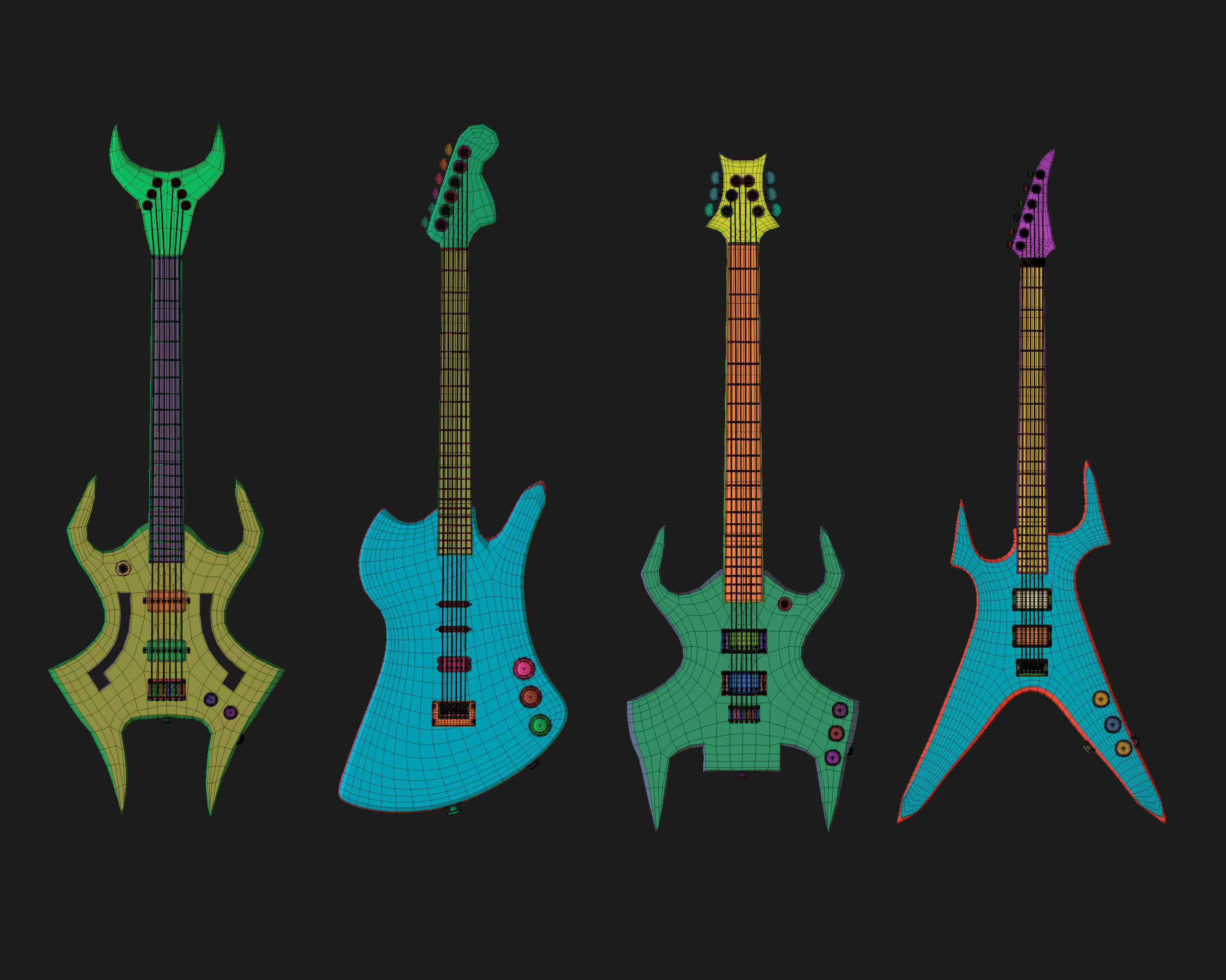 30 electric guitar shapes IMM brush Zbrush 3D model_10