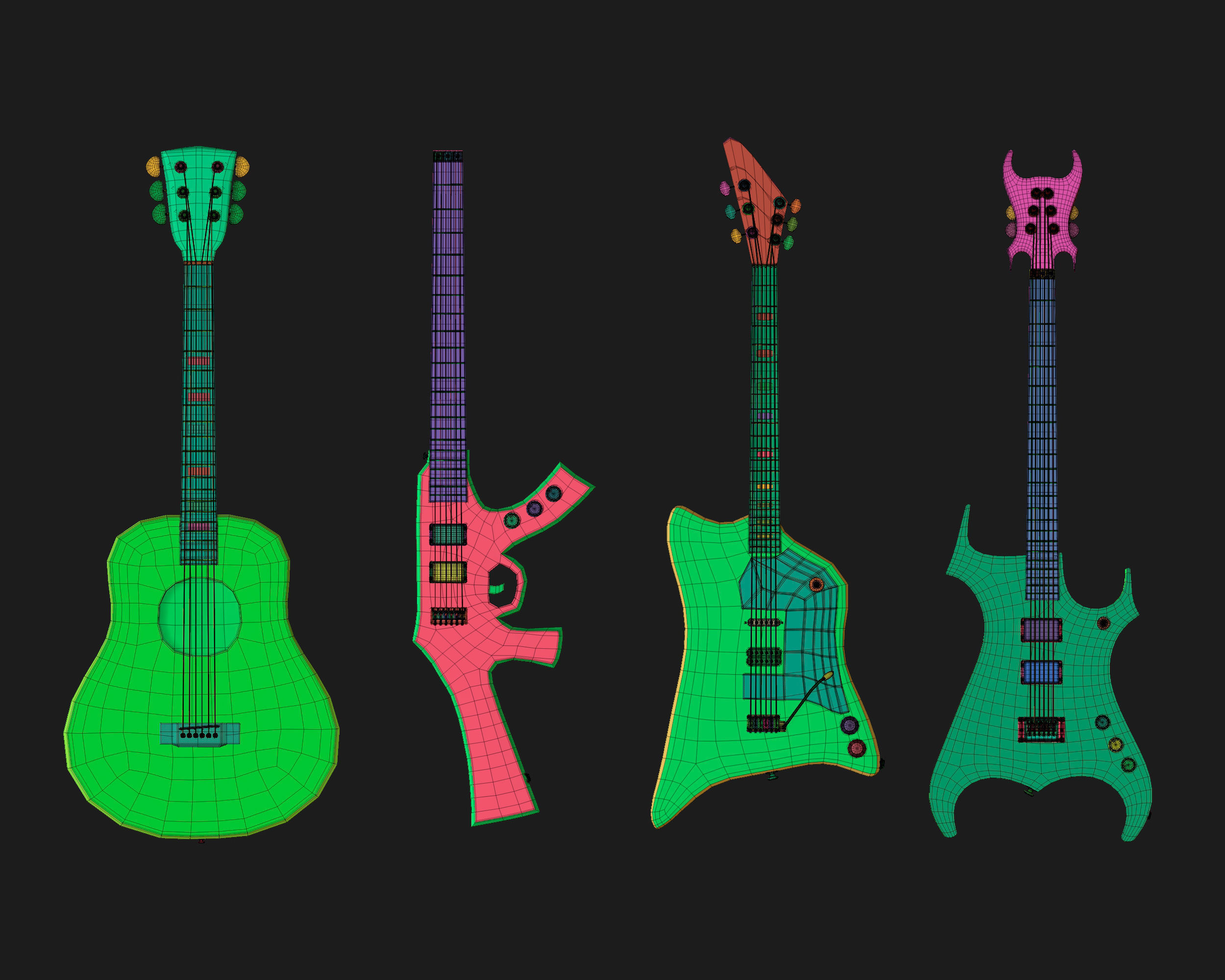 30 electric guitar shapes IMM brush Zbrush 3D model_9