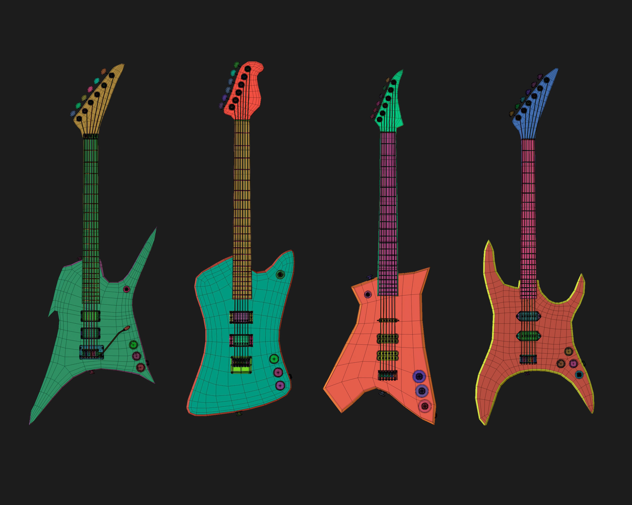 30 electric guitar shapes IMM brush Zbrush 3D model_11