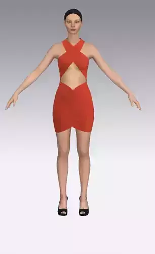 Dress  cross halterneckline and  Low-poly 3D model