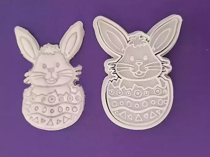 Easter Bunny Cookie Cutter and Stamp Set STL 3D print model