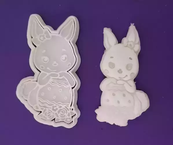 Easter Bunny Cookie Cutter and Stamp Set STL 3D print model
