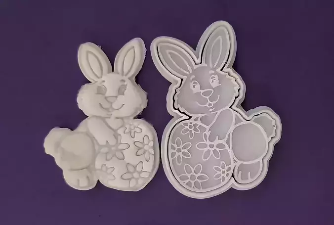 Easter Bunny Cookie Cutter and Stamp Set STL 3D print model