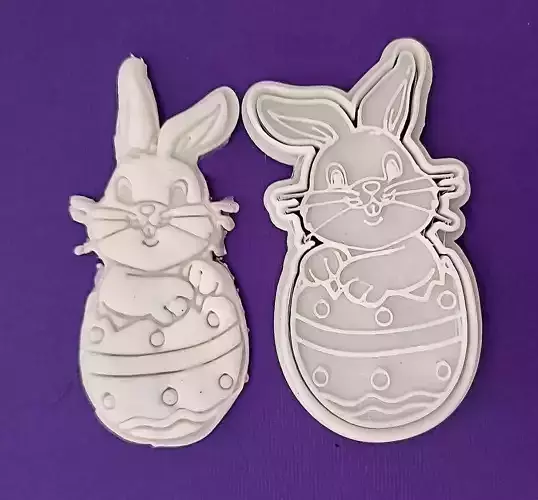 Easter Bunny Cookie Cutter and Stamp Set STL 3D print model