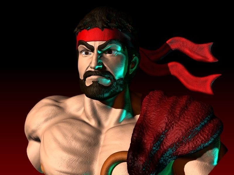 RYU BUST STREET FIGHTER 3D print model_3