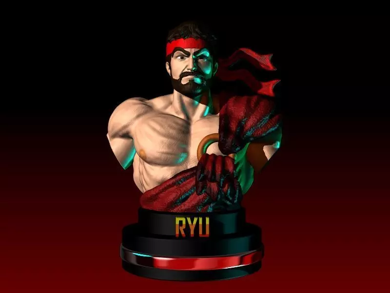 RYU BUST STREET FIGHTER 3D print model_0