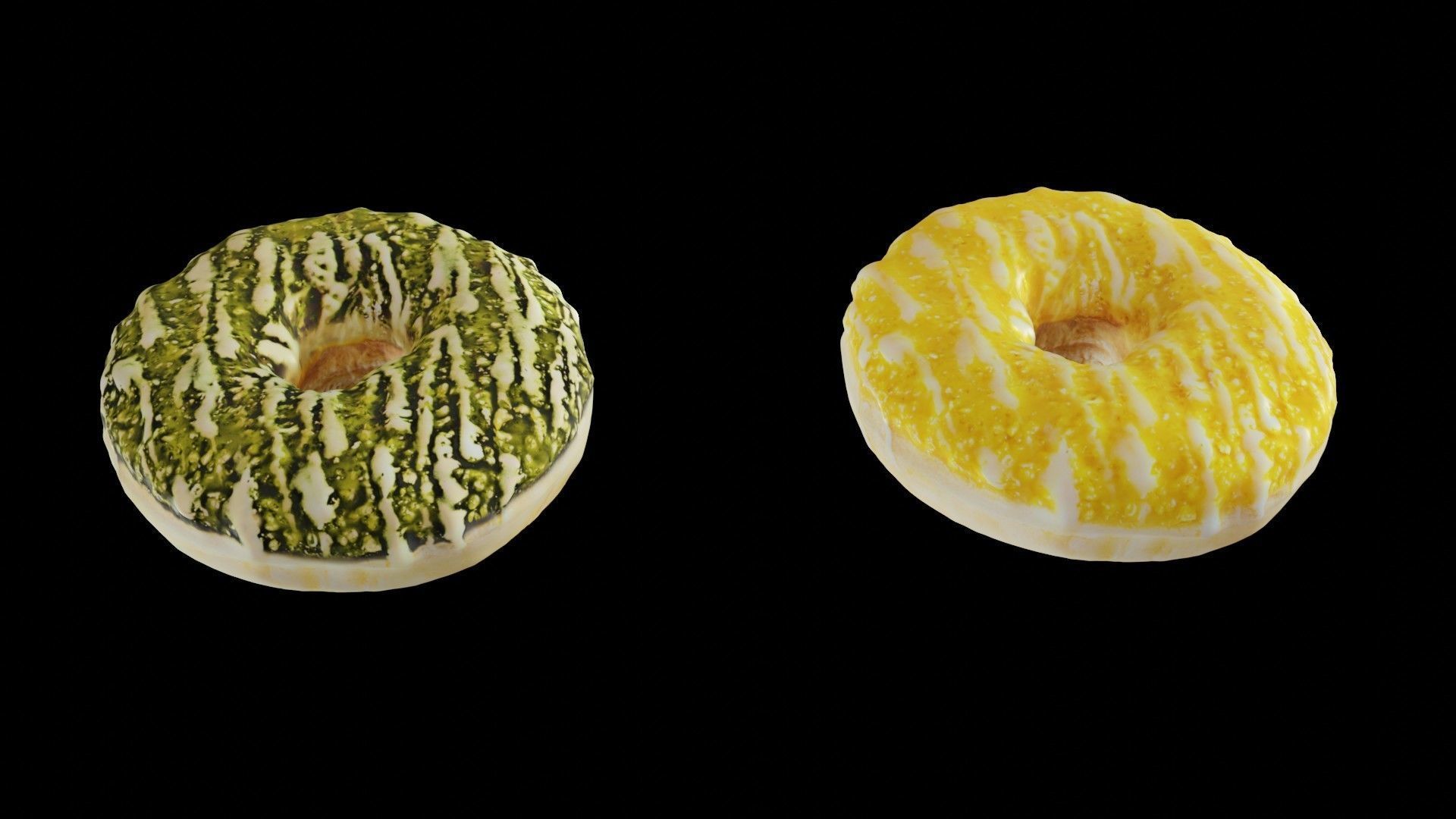 Scanned Donuts 5 flavors 1 high and 2 lowpoly versions Low-poly 3D model_13