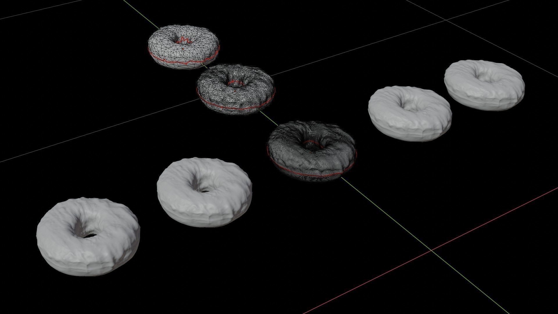 Scanned Donuts 5 flavors 1 high and 2 lowpoly versions Low-poly 3D model_31