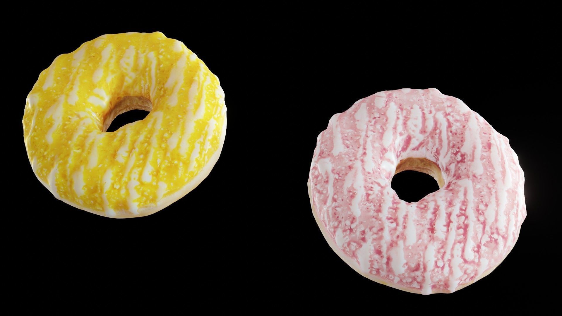 Scanned Donuts 5 flavors 1 high and 2 lowpoly versions Low-poly 3D model_19