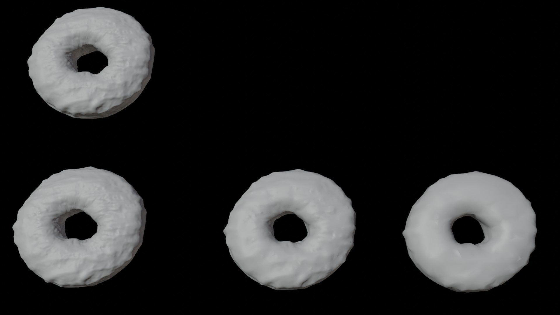 Scanned Donuts 5 flavors 1 high and 2 lowpoly versions Low-poly 3D model_32