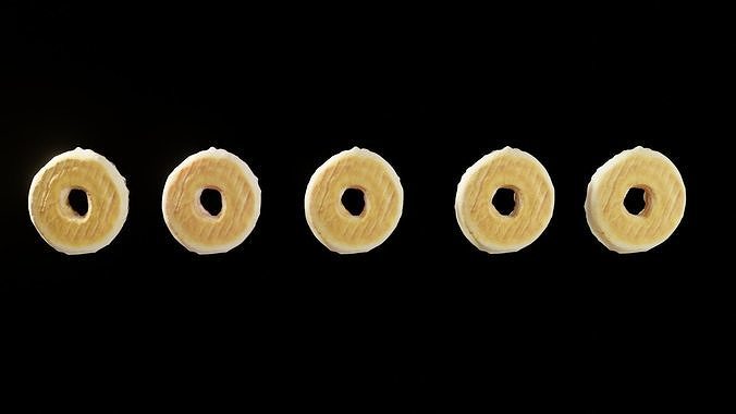 Scanned Donuts 5 flavors 1 high and 2 lowpoly versions Low-poly 3D model 5