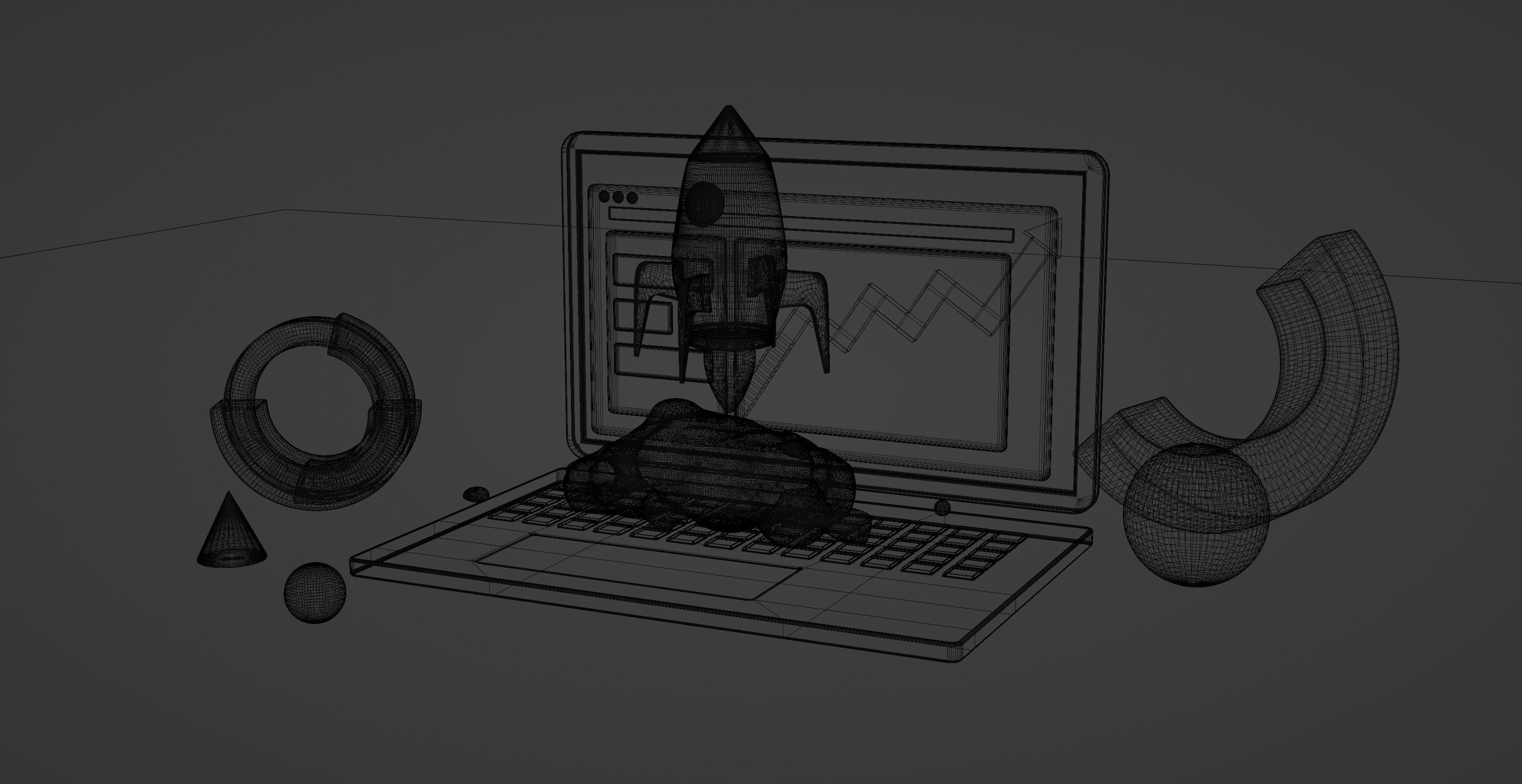 low poly laptop design Free low-poly 3D model_3