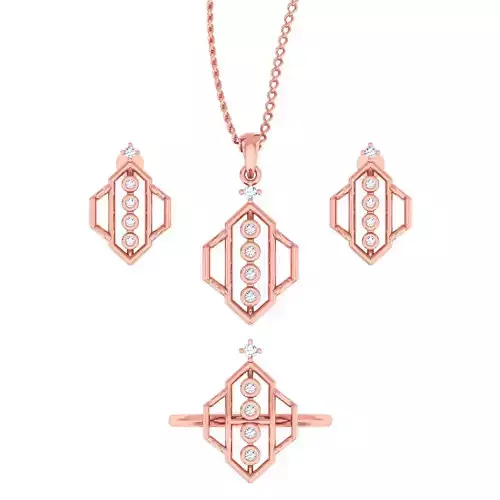 Women Ring Earrings Pendant set 3dm stl 3mf glb render details 3D print model