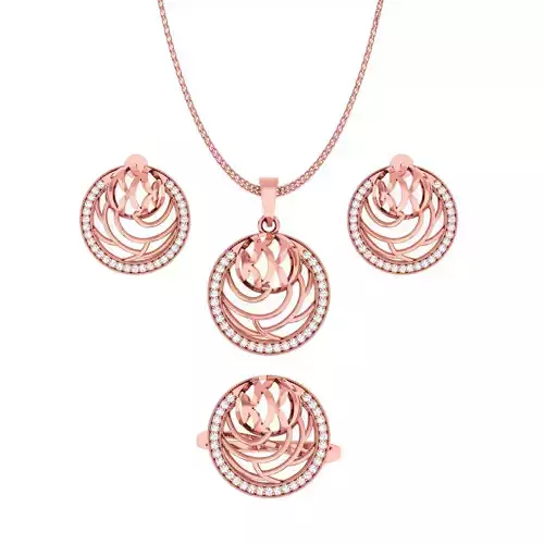 Women Ring Earrings Pendant set 3dm stl 3mf glb render details
