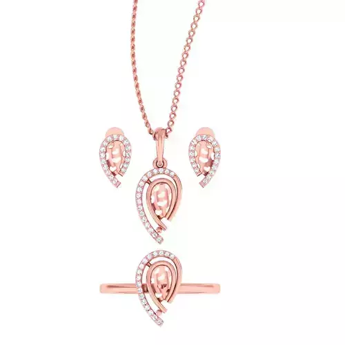 Women Ring Earrings Pendant set 3dm stl 3mf glb render details