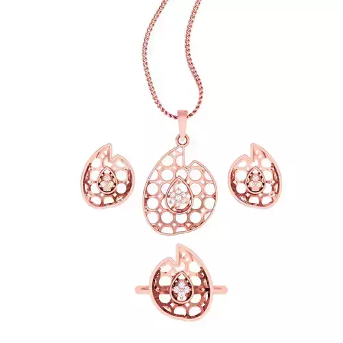 Women Ring Earrings Pendant set 3dm stl 3mf glb render details 3D print model