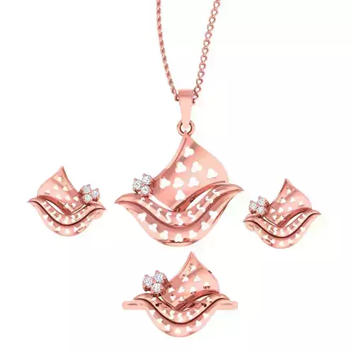 Women Ring Earrings Pendant set 3dm stl 3mf glb render details 3D print model