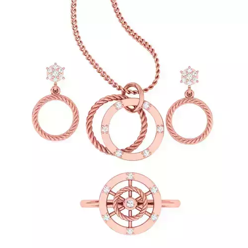 Women Ring Earrings Pendant set 3dm stl 3mf glb render details 3D print model