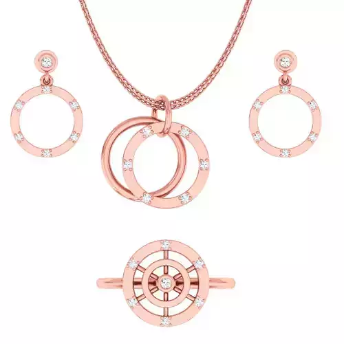 Women Ring Earrings Pendant set 3dm stl 3mf glb render details 3D print model
