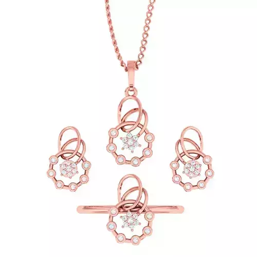 Women Ring Earrings Pendant set 3dm stl 3mf glb render details 3D print model