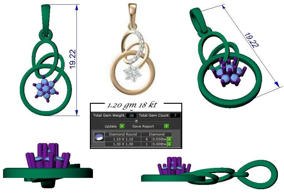 Women Ring Earrings Pendant set 3dm stl 3mf glb render details 3D print model_45