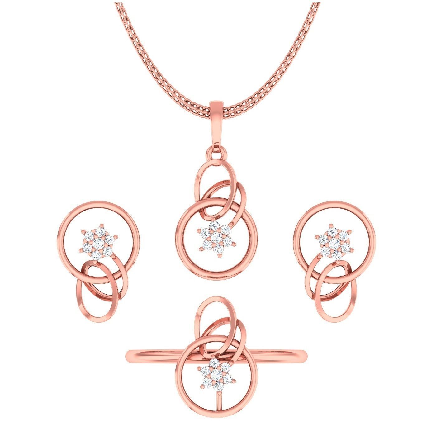 Women Ring Earrings Pendant set 3dm stl 3mf glb render details 3D print model_47