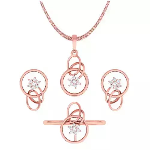 Women Ring Earrings Pendant set 3dm stl 3mf glb render details 3D print model